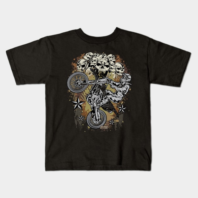 SKULL BIKER Kids T-Shirt by OffRoadStyles